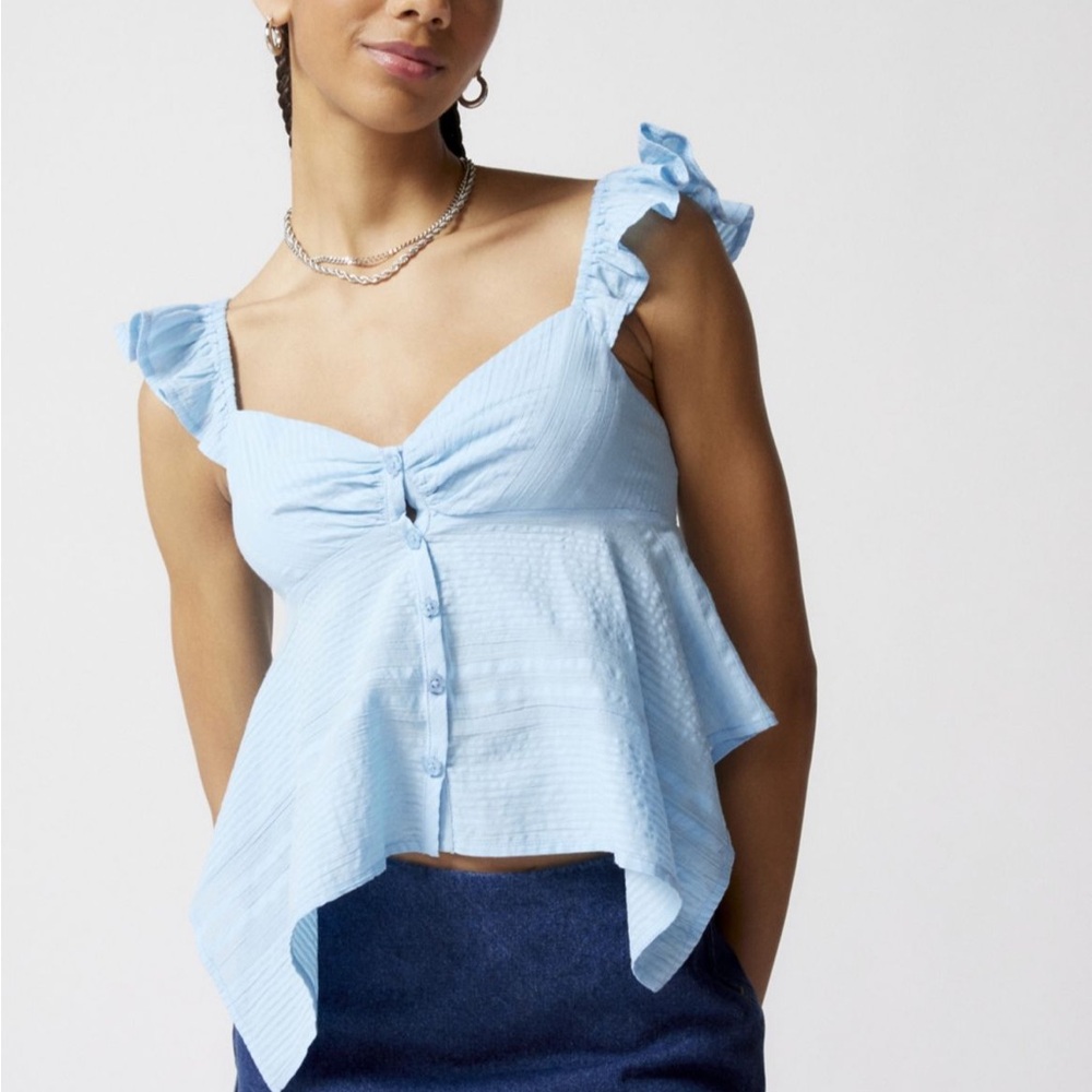 Ciara textured babydoll top urban outfitters